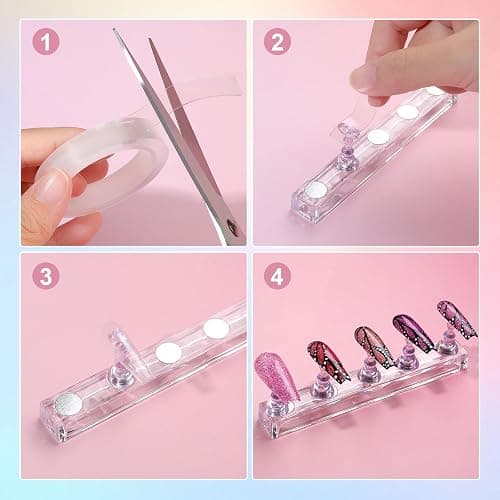 Fandamei Nail Stand, 3 Set Nail Art Stand for Press On, Nail Holder for Painting Nails, Press on Nail Stand for Practice, Magnetic Acrylic Nail Design Stand for Display with Double-sided Tape thumbnail 6