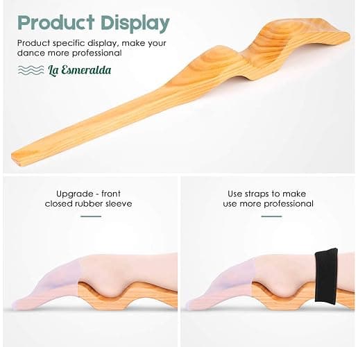La Esmeralda Ballet Professional Wooden Pine Foot Stretchers Set for Dancers, Elastic Stretch Band, Two Pads, Leg Strap, Carry Bag and Gift Box. thumbnail 4