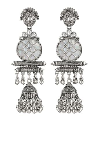 Indian Silver Oxidized Jhumkas Earring for Women Indian Ethnic Traditional Lighweight Dangle Long Jhumka Hoop Earring Jewelry Birthday Gifts - Image 1