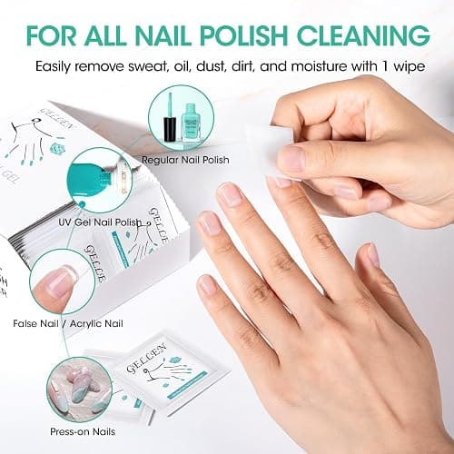 GELLEN Nail Cleanser Pads, 200 Pack Alcohol Prep Pads Nail Cleanser Wipes Remove Tacky Residue, Lint-free Glossy Wipes for Acrylic/Builder/Gel Polish Travel Individually Wrapped for Perfect Manicure thumbnail 3