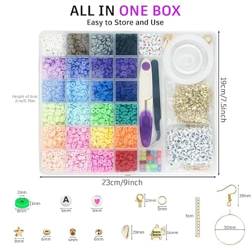 Gionlion 6000 Clay Beads Bracelet Making Kit, Friendship Bracelet Kits Preppy Beads for Jewellery Making, Flat Heishi Bead for Bracelet Arts and Crafts Gifts for Teen Girls thumbnail 5