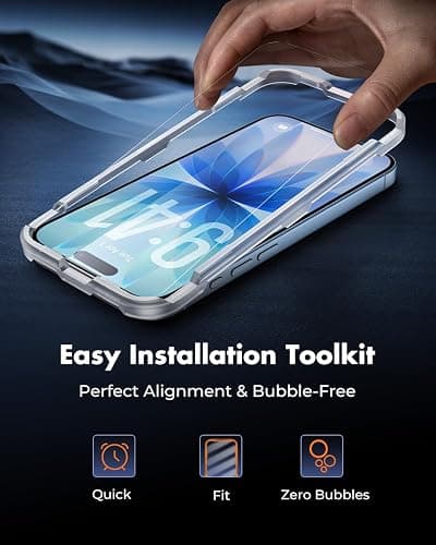 UNBREAKcable 4-Pack iPhone 17 Screen Protector, 9H Hardness | 9H tempered glass | 99.99% HD clarity | Double Shatterproof|alignment frame easy install | case-friendly thumbnail 4