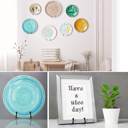 8 Pcs Metal Wall Mount Plate Display Stands Medium Black Easel Plate Hangers Vertical Stand Holders Picture Frame Stand Rack for Decorative Book Platter Arts(8 Inch) - 8 Inch thumbnail 5