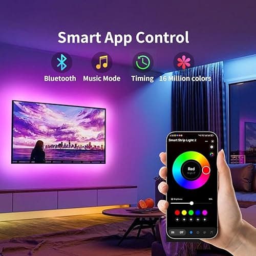 KSIPZE LED Lights for TV, 16.5ft TV led Backlight for 45-75 Inch TVs RGB TV Backlight Behind Music Sync Smart APP & Button Control TV LED Strip Lights USB Powered for Bedroom/Gaming | RGB TV Backlight Behind Music Sync Smart APP & Button Control TV LED Strip Lights USB Powered for Bedroom/Gaming thumbnail 3