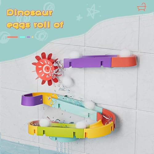 DOLIVE Bath Toys for Toddler 1-3, Kids Bathtub Time, Slide Wall Track for 1 2 Year Old, Dinosaur Spinning Toys 12-18 Months , Fun Birthday Gift for Baby Boys & Girls thumbnail 6