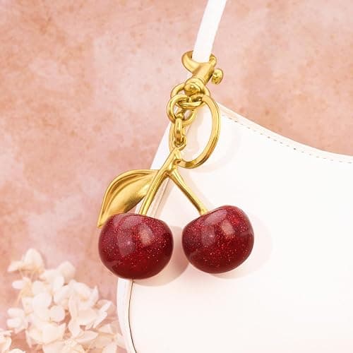 Cherry Keychain Bag Purse Charms For Handbags Cherry Accessories Mothers Day Birthday Ideas thumbnail 5