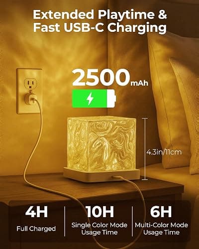 Rechargeable Shower Mood Light Cube, Ocean Wave Projector Lamp Cordless | 16 Colors, No Wiring, Waterproof, Remote & Touch Control, Spa-Like Shower Lamp for Bathroom, Bathtub, Bedroom, Relaxing thumbnail 4