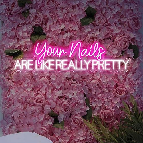 XIMAQIS Your Nails are Like Really Pretty Neon Sign 28inch Beauty Salon Signboard, Nail Studio Neon Light, Nail Salon Led Sign, Custom Beauty Room Wall Decor -Pink&White thumbnail 2