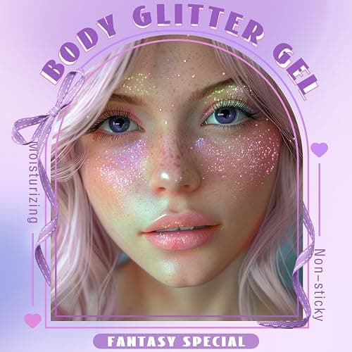 HOSAILY Roll-on Holographic Body Glitter Gel for Face Hair, Chameleon Color Changing Glitter Gel Under Light, Chunky Mermaid Sequins Festival Party Rave Accessories Shimmer Makeup (Sparkling Pink) thumbnail 3