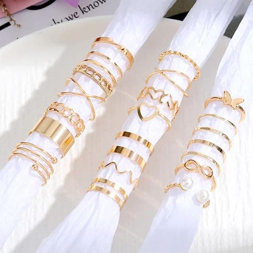 IFKM Gold Knuckle Rings Set For Women Vintage Stackable Joint Finger Midi Rings Dainty Cubic Zirconia Crystal Simple Twist Hollow Cute Rings Pack Jewelry Gift thumbnail 7