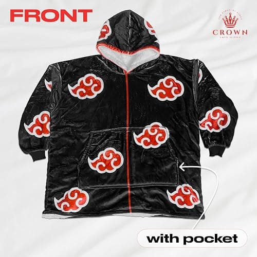 CROWN Anime Blanket Hoodie Wearable for Men and Women, Soft Fluffy Warm Blankets Bed Sofa with Pocket thumbnail 2