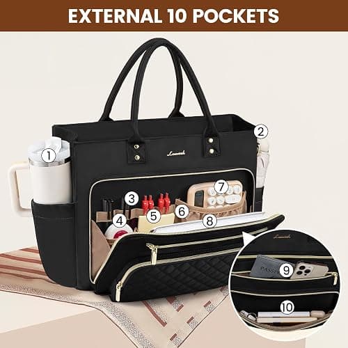 LOVEVOOK Laptop Tote Bag for Women, Work Bags Computer Laptop Bag, Teacher Tote Bag, Professional Briefcase Business Large Purses Handbag, Black, 17 Inch thumbnail 4