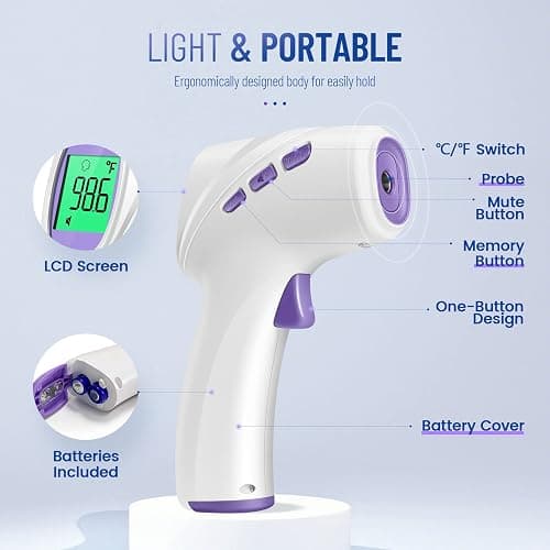 No-Touch Thermometer for Adults and Kids, Digital Thermometer with Fever Alarm, Fast Accurate Results, Easy for All Ages, FSA Eligible (Purple) thumbnail 5
