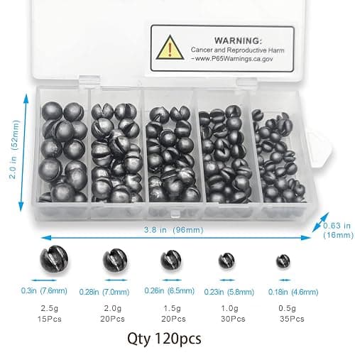 SANWEAL120PCS/200PCS Fishing Weights Sinkers - Premium Split ShotFishing Weights Sinkers - Round Removable Fishing Sinkers - 5/6 Sizes thumbnail 2