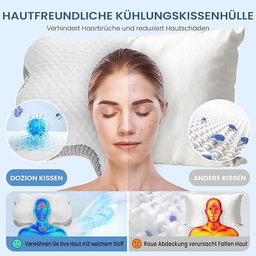 Dozion Nackenkissen Kopfkissen Memory Foam Kissen, Ergonomisches Kopfkissen Seitenschläferkissen,Halswirbelkissen Stützendes Nackenkissen Schlaf Kissen Pillow für Seiten Rücken & Bauchschläfer(1 Pcs) thumbnail 8