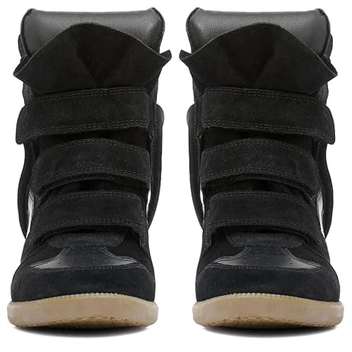 YRRXERSS Wedge Sneakers for Women Suede Tennis Shoes Hidden Wedges Round Toe Strappy High Top Sneakers Comfy Casual Walking Shoes thumbnail 6