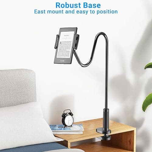 Kefotic Gooseneck Tablet Holder for Kindle Reading in Bed, Hands Free Desk Bedside Lazy Arm Stand for Kindle Accessories, Compatible with iPhone iPad mini thumbnail 4
