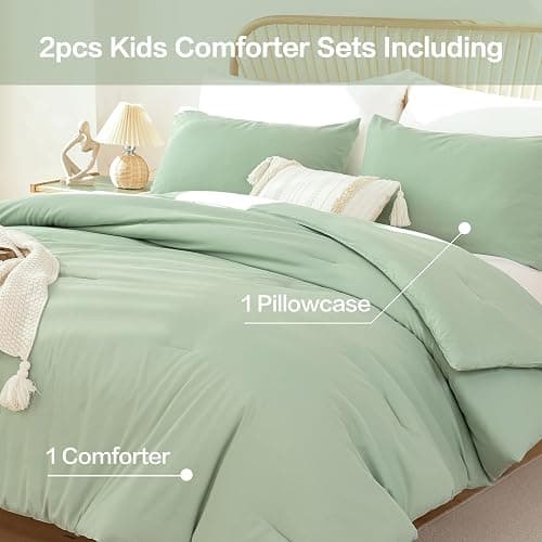 ROSGONIA Sage Green Twin/Twin XL Comforter Set for College Girls Boys, 1 Sage Comforter & 1 Pillowcase, Lightweight Kids Comforter Sets Dorm Bedding thumbnail 3