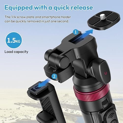 ULANZI MT-78 185cm 3-in-1 Handy Kamera Stativ Ausziehbares Bluetooth Selfie-Stick, Tripod mit 1/4" Schnellwechselplatte, 360°-Kugelkopf, Kompatibel mit Kamera, Sony, Canon, Fuji, iPhone Samsung Huawei thumbnail 3