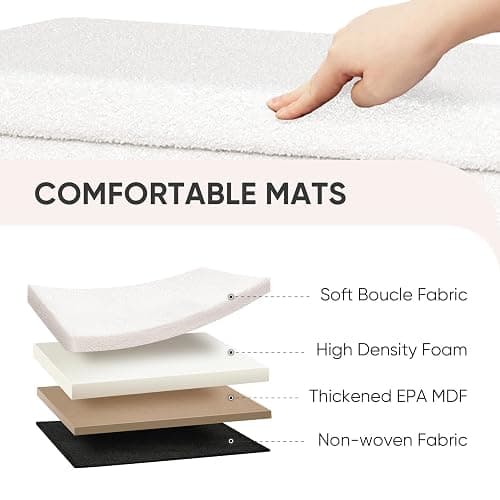 PINPLUS Folding Storage Ottoman Bench, Sherpa Ottoman with Storage, Large Long Shoes Bench Chest with Lid, Footrest for Living Room, Entryway, White 30'' x 15'' x 15'' thumbnail 5