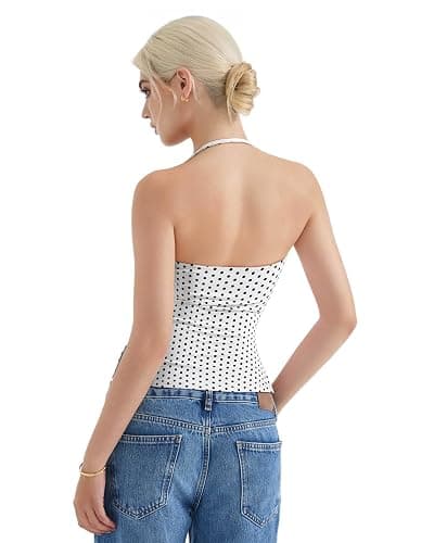 SUUKSESS Women Halter Double Lined Tank Top Backless Going Out Camisole Crop Top thumbnail 4