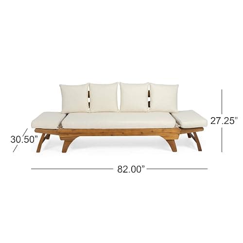 Christopher Knight Home Patrick Outdoor Acacia Wood Expandable Daybed with Water Resistant Cushions, Teak thumbnail 11