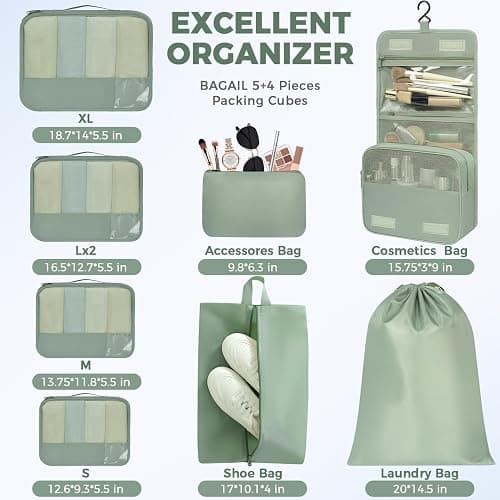 9 Set Packing Cubes Organizers  thumbnail 4