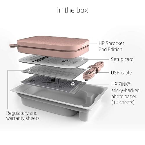 HP Sprocket Portable 2x3 Instant Color Photo Printer (Blush Pink) Zink Paper Bundle thumbnail 6