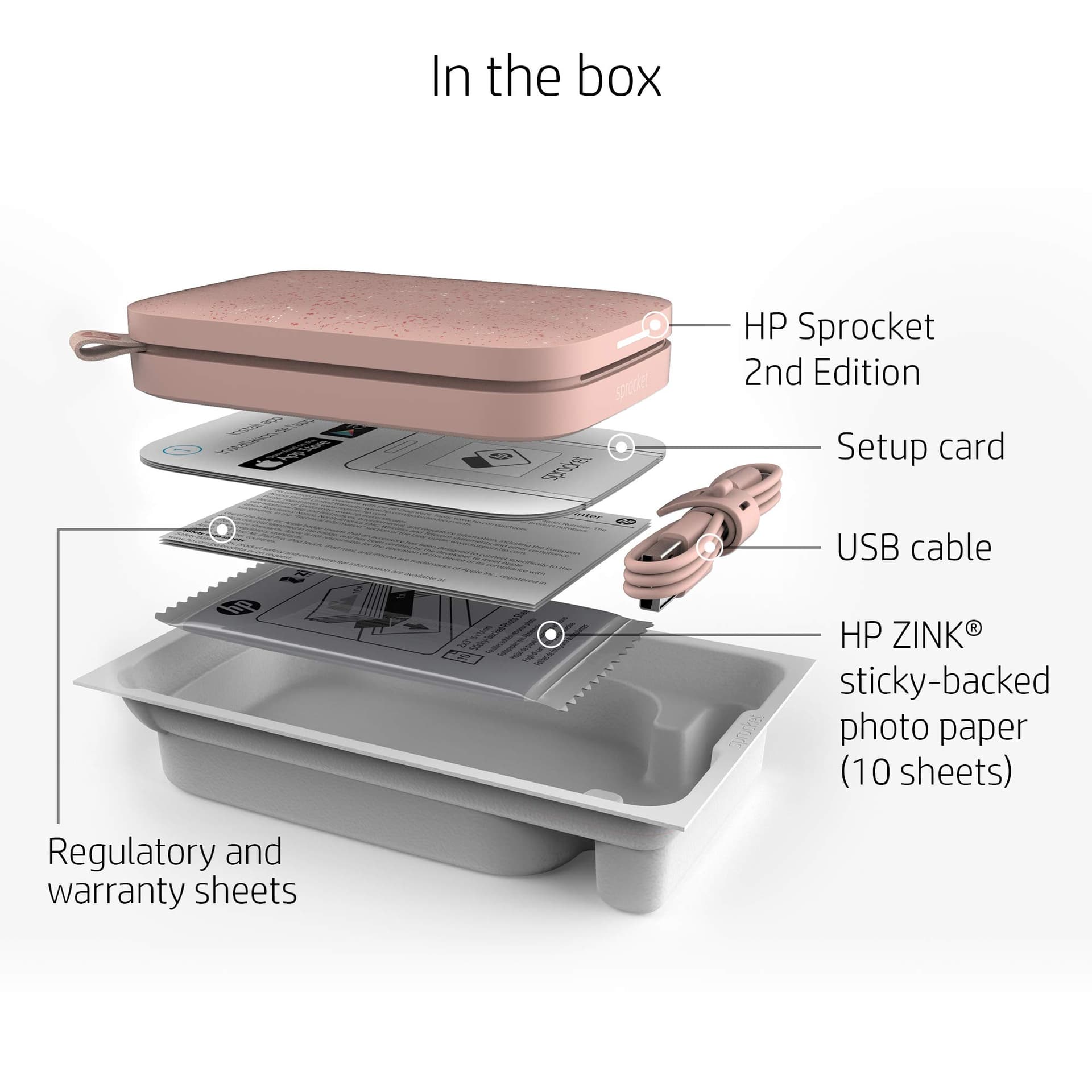 HP Sprocket 2x3" Instant Smartphone Foto Printer - Draagbare Kleurrijke Draadloze Mobiele Printer - Zink Plakfoto's 2x3” - Printen vanaf iOS & Android met Bluetooth en Fun App - Roze thumbnail 6