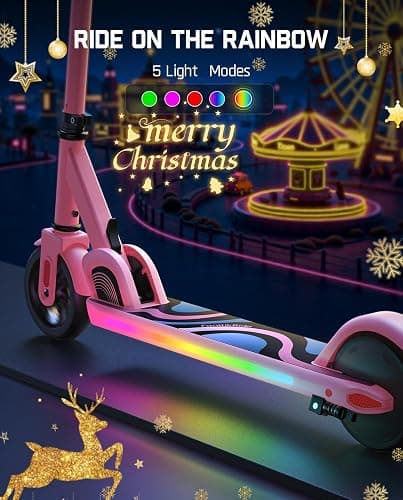 FanttikRide C9 Pro Kids Electric Scooter Ages 8-12, Colorful Rainbow Lights, E-Scooter for Kids 3.9-5.2 ft, 132 lbs, 5 Miles Range, Up to 40 min Ride Time, 5/8/10 MPH, 3 Adjustable Heights thumbnail 3