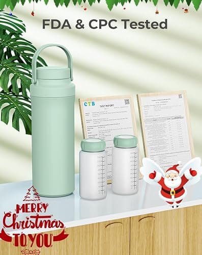 Xaproo 22oz Breast Milk Cooler Bottle, Portable Milk Cooler for Breastmilk with 360°Cooling for 24 Hours, Millk Chiller with 2pcs Baby Bottles, Breastmilk Storage Bags for Baby, BPA-Free (Green) thumbnail 7