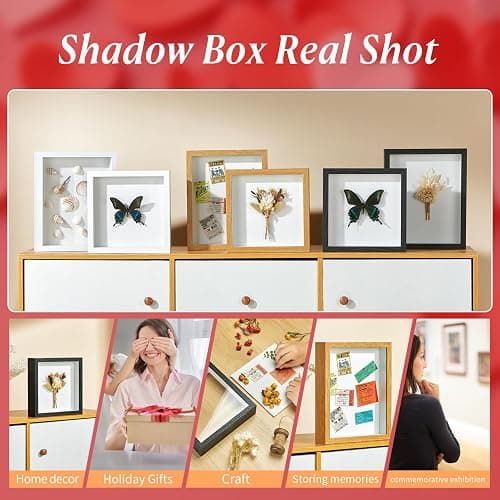 MUXIUNT 8x10 Shadow Box Picture Frame Display Case with Soft Linen Back and Thickened Panel,Brown Deep Shadow Memory Box Frame 8x10 for Flower Baby Pet Wedding Photo Craft Memorial Gift thumbnail 7