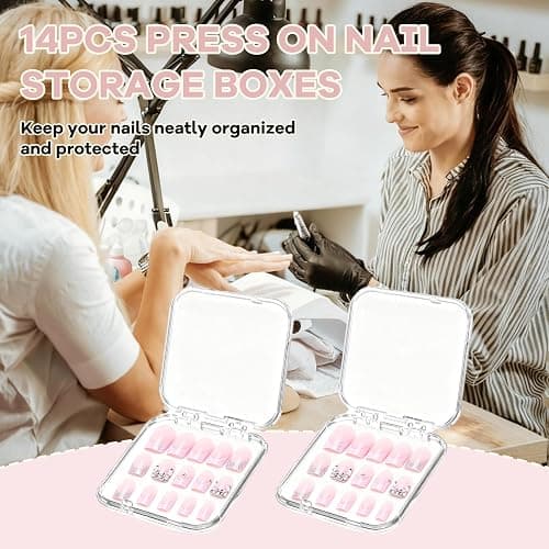 14Pcs Press On Nail Packaging Case with 60Pcs Double Sided Tape, Clear | Press on Nail Organizers and Storage Box, Fake Nail Supplies Container Display Holder, For Nail Art Salon Business thumbnail 6
