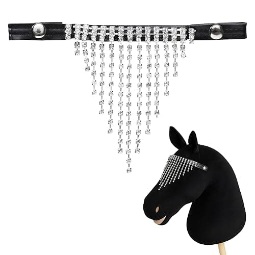 Panduro Hobby Horse Accessories Headband with Beautiful Hanging Rhinestones for Horse and Hobby Horses - Black - Image 1
