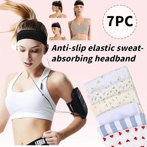 wawou 7 Pack Fashion Women Headbands for Short Hair Non Slip Elastic Floral Hairbands, for Yoga, Sports, Face Washing & Daily Wear Heart Headband thumbnail 3