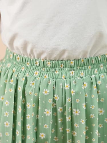 GORLYA Girls Clothing Sets Ruffle Trim Short Sleeve Tops Casual Printed Pleated Wide Leg Pants 2 PCS Outfit Suits 6-14Y thumbnail 6