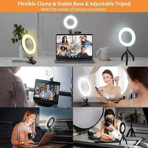 Video Conference Lighting Kit, Ring Light Clip on Laptop Monitor with 5 Dimmable Color & 5 Brightness Level for Webcam Lighting/Zoom Lighting/Remote Working/Self Broadcasting and Live Streaming, etc. thumbnail 4