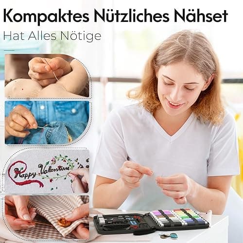 Coquimbo Nähset Reise mit Nähzubehör, Nähzeug Geschenke für Mama Anfänger Reisende Kinder, Nähset Grundausstattung Sewing Kit für Hause Reise Camping & Notnähen mit Nähgarn Nähnadeln Schere Maßband thumbnail 6