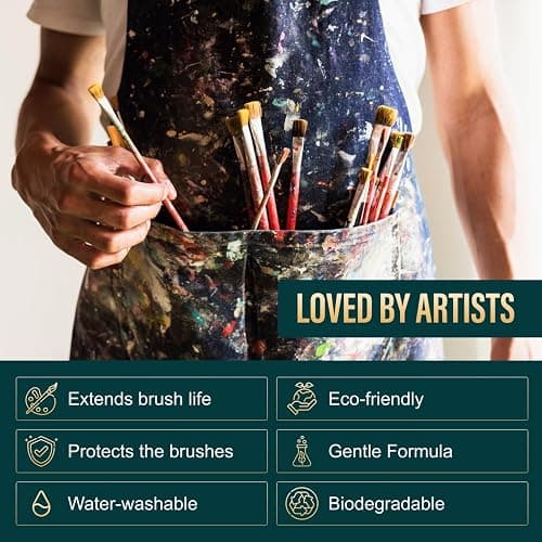 Bristle Magic Oil Paint Brush Cleaner and Restorer - Paintbrush Cleaner for Acrylic, Oil, and Glass Paints-Biodegradable, Non-Toxic, Odorless, Eco-Friendly, Quick-Clean Formula Paint Remover (8 Fl Oz) thumbnail 4