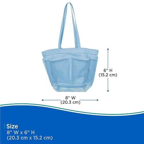 Kenney KN61579 Portable 7-Pocket Mesh Shower Tote/Shower Caddy for Toiletries and Personal Care Organization for College Dorms, Gym, Beach, or Travel, Blue - Blue thumbnail 2