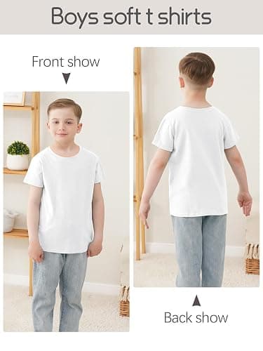 YERIOK 5 Pack Boys Shirts Short Sleeve Shirts for Boys Cotton T-Shirts Kids Toddler Tshirts Tees Clothes Summer Tops thumbnail 3