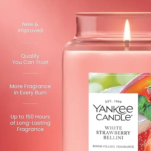 Yankee Candle White Strawberry Bellini, Scented Candle, 22oz Large Jar with up to 150 Hour Burn Time, Giftable thumbnail 4