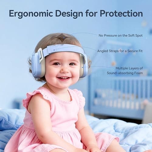 UseNiy Baby Ear Protection for Infants and Toddlers (3 to 48 Months) - Safe fit & Comfort Earmuffs- 25dB Noise Cancelling Headphones for Travel, Airplanes, Concerts - Blue thumbnail 4