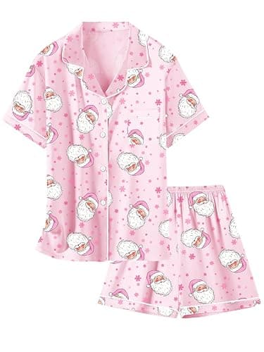 Schbbbta Girls Womens Pajamas, Satin Silky Pjs Set Kids 2Pcs Button-Down Nightwear Sleepwear Gift for Mommy and me - Image 1