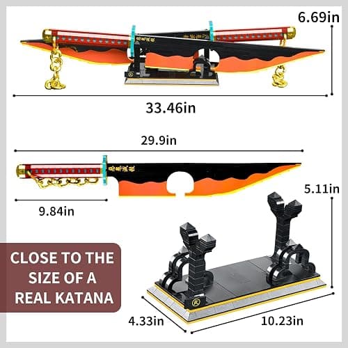 SATHIBI 82.6in Demon Swords Building Set,Tengen Uzui Sword Building Block with Stand Model Kits Katana Toy,Creative Gifts for Swords Fan Adults 14+ (1478 PCS) thumbnail 3