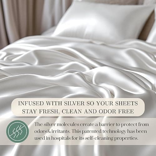 CASILVA Eucalyptus Sheets, Softer Than Silk Fibers, Full Sheet Set | Infused with Silver for Anti-Odor, More Cooling Than Cotton, Perfect for Hot Sleepers & Sensitive Skin thumbnail 5