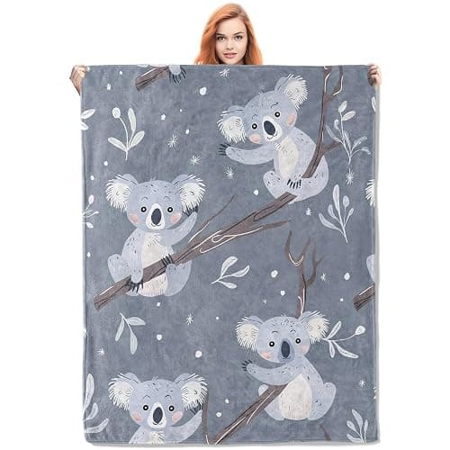 VANZEV Koala Pattern Blanket, Cute Animal-Themed Fleece Throw with Koala Design, Soft Cozy Lightweight Blanket, for Kids and Animal Lovers, 50x60 in,Decor - Image 1