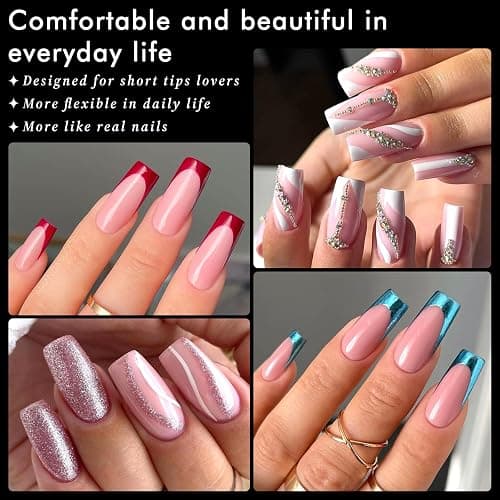 AddFavor Long Square Nail Tips, 300pcs Gel Nail Tips Square Long Fake Nails, Full Cover Clear 15 Size Acrylic Nails Tips for Nail Extensions, Press on Nails Making thumbnail 6