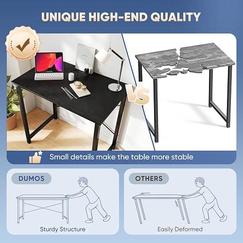 DUMOS 32 Inch Office Small Computer Desk Modern Simple Style Writing Study Work Table for Home Bedroom - Wood Black thumbnail 7