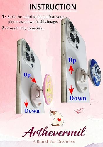 Cute Moon and Star Phone Grip -Kawaii Phone Grip Compatible with Kindle Paperwhite & iPad iPhone, Phone Holder Stand for Women, Phone Charm Accessories thumbnail 6